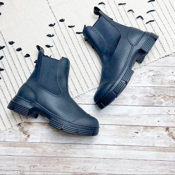 Ganni Recycled Rubber City Boots Black Size 37 7 - Picture 2 of 6